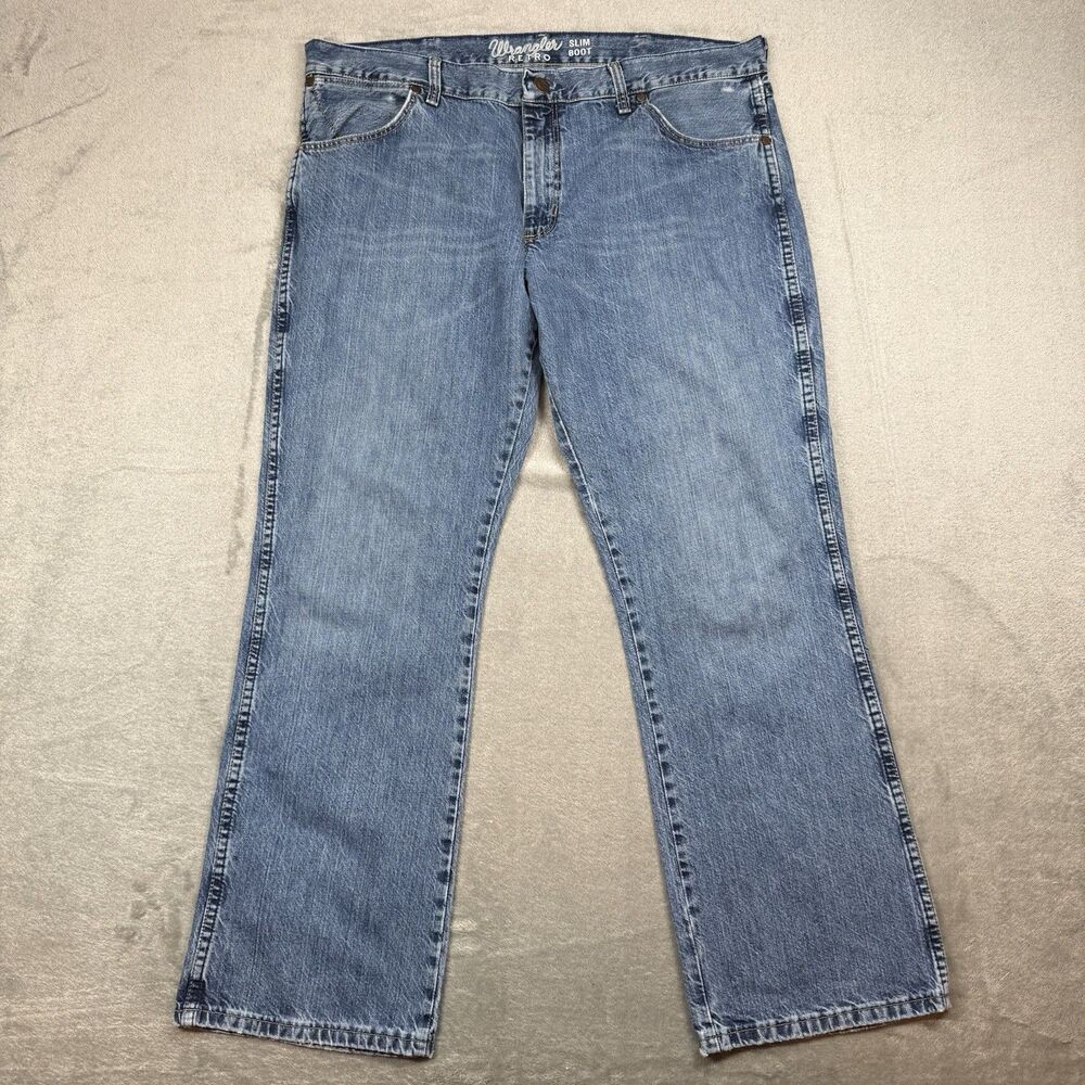 Wrangler Retro Slim‎ Boot Jeans Men 38x30 Blue Cotton Cowboy Western Rodeo